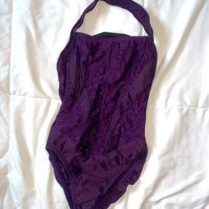 Purple halter leotard